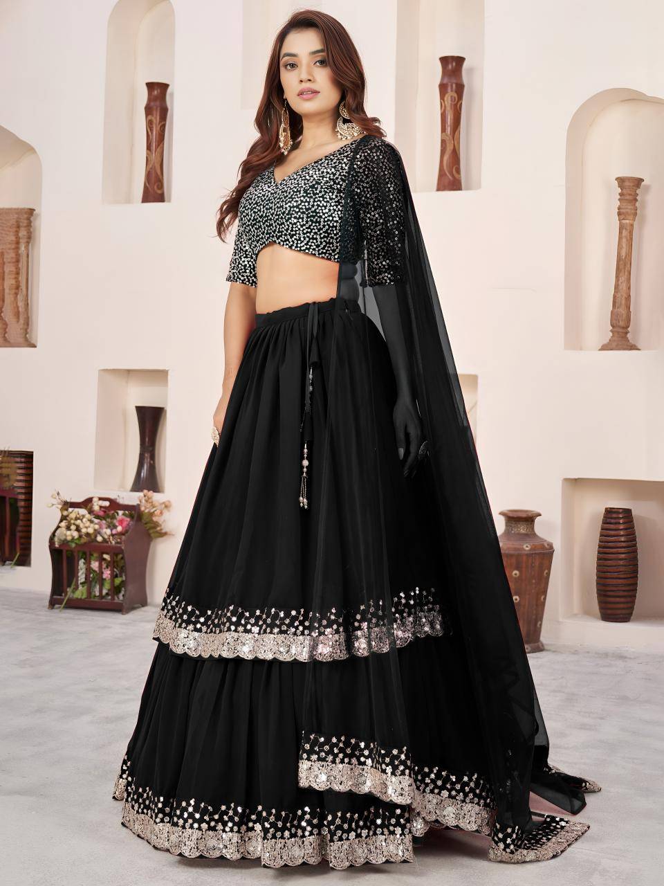 Anchal vol 2 Georgette Black Bridal lehenga choli manufacturers in Delhi